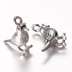 Платина Латунь прелести, птица, платина, 14x12x5 мм, отверстие : 1 мм