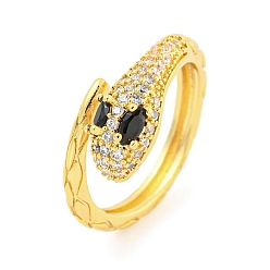 Змея 304 Открытая манжета из нержавеющей стали с цирконием для женщин, реальный 18 k позолоченный, змея, внутренний диаметр: 16 мм