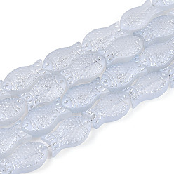 Светлый Стально-синий Матовые стеклянные бусины, рыба, светло-стальной синий, 15x8.1x5 мм, отверстие : 0.9~1 мм, около 55 шт / нитка, 25.59'' (65 см)