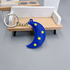 Луна Брелок для ключей из пвх, подвесное украшение для рюкзака, синие, луна, 55x37 мм