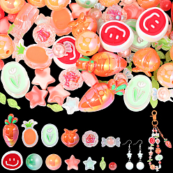 Mixed Color 135Pcs 13 Styles Mixed Styles Acrylic Enamel Beads, Mixed Shapes, Mixed Color, 9~34x4~21.5x3.5~16mm, Hole: 1.4~3.5mm