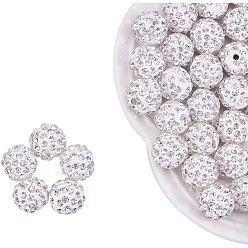Crystal Polymer Clay Pave Rhinestone Beads, Disco Ball Beads, Crystal, 12mm, Hole: 1.5mm, 50pcs/box, 2boxes