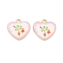 Сердце Печатные подвески сплава, стойки покрытие, без кадмия, без никеля и без свинца, золотые, сердце с подвесками в виде листьев, 17x17.5x3 мм, отверстие : 1.6 мм