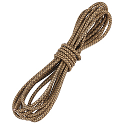 Темный Хаки Круглый плетеный кожаный шнур, для аксессуаров для изготовления ожерелий и браслетов, Темный хаки, 5 мм, около 5.47 ярдов (5 м) / рулон