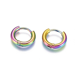 Rainbow Color Ионное покрытие (ip) 304 серьги-кольца из нержавеющей стали, с 316 хирургическим стержнем из нержавеющей стали, кольцо, Радуга цветов, 13x2.5 мм, 10 датчик, штифты : 0.9 мм