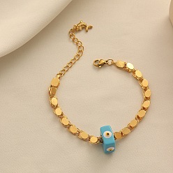 Золотой Браслеты-цепочки с овальными звеньями из сплава и смолы для женщин, золотые, 6-3/4 дюйм (17 см)