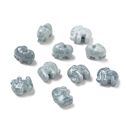Light Blue Vintage Handmade Porcelain Beads, Fancy Antique Glazed Porcelain, Elephant, Light Blue, 10x12.5x7mm, Hole: 1.8mm