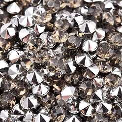 Темно-Серый Имитация taiwan акриловый горный хрусталь указал назад кабошоны, граненые, алмаз, темно-серый, 4.5x3 мм