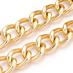 Золотой Алюминий обуздать цепи, несварные, с катушкой, граненые, цепи с алмазной огранкой, золотые, 26x20x5 мм, около 16.40 футов (5 м) / рулон