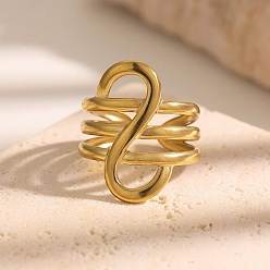 Oro Línea 304 anillos abiertos de puño de acero inoxidable, letra s, dorado, diámetro interior: 17.4 mm