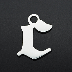 Letter C Anlaufgeschützt 201 Charms aus Edelstahl, Laserschnitt, Buchstabe, Edelstahl Farbe, letter.c, c: 8x6x1 mm, Bohrung: 1.2 mm