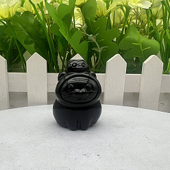 Обсидиан Натуральные обсидиановые скульптурные украшения, для украшения стола домашнего офиса, морской туман, 30~40 мм