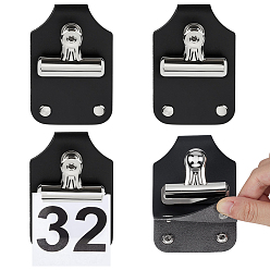 Черный 4шт. зажимы для цифр из искусственной кожи, клипы с номерами марафона, с металлическими зажимами, чёрные, 102x67x24 мм