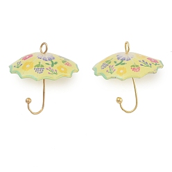 Желтый Акриловые подвески, зонтик, с латунной найти, желтые, 21.5x22 мм, отверстие : 2 мм