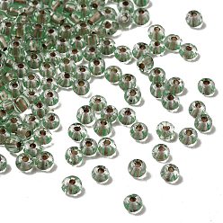 Средний Морско-зеленый Прозрачные полосатые стеклянные бусины, круглые, средний морской зеленый, 3.5~4x2~2.5 мм, отверстие : 0.9~1 мм, около 140~160 шт / упаковка