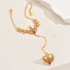 Золотой Винтажные латунные браслеты с микропаве из кубического циркония, спутниковые цепочки браслеты для женщин, корона, золотые, 6-7/8 дюйм (17.5 см) в длину, внутренний диаметр: 7-1/8 дюйм (18 см), кольцо: 0.16см~0.18см внутренний диаметр