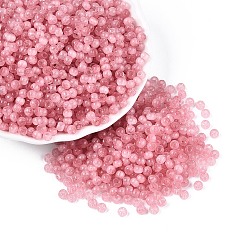 Светло-Коралловый Стеклянный бисер в стиле волочильного станка, круглые, имитация шарики глаза кота, круглое отверстие, свет коралловый, 4x3 мм, отверстие : 1.4~1.8 мм, Около 7500 шт / фунт