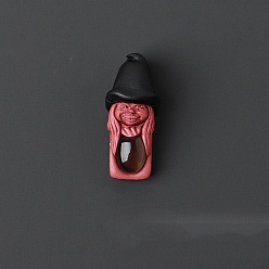 Smoky Quartz Natural Smoky Quartz Pendants, Elf with Witch Hat Charm, 45x20mm