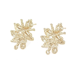 Настоящее золото 14K Серьги-гвоздики, без свинца, без кадмии и без никеля, с петлей, реальный 14 k позолоченный, 23.5x18 мм, отверстие : 1.4 мм, штифты : 11.5x0.9 мм