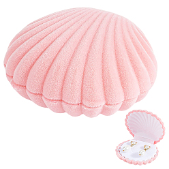 Shell Shape Упаковочные коробки для колец из океанского бархата, футляры для ювелирных изделий, например, для колец., розовые, формы раковины, 6.5x5.5x3 см, 3 шт / комплект.
