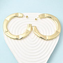 Золотой C-образные латунные серьги-гвоздики, золотые, 60x4.5 мм