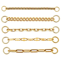 Golden 5Pcs 304 Stainless Steel Cable Chain & Box Chain & Dapped Chain & Curb Chain &  Paperclip Chain Connector Charms, Golden, 30mm