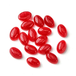 Белый Нефрит Натурального белого нефрита кабошонов, овальные, окрашенные, красные, 6x4x2~2.5 мм