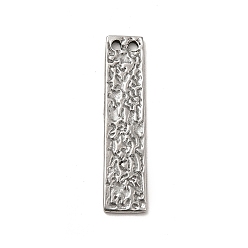 Stainless Steel Color Non-Tarnish 304 Stainless Steel Connector Charms, Textured Rectangle Links, Stainless Steel Color, 30x7x1mm, Hole: 1.5mm