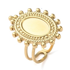 Настоящее золото 18K 304 компоненты открытого кольца манжеты из нержавеющей стали, настройки кольца чашки безеля, овальные, реальный 18 k позолоченный, размер США 6 1/4 (16.7 мм), лоток : 12x8 мм