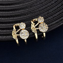 Вишня Серьги-манжеты из циркония, реальный 18 k позолоченный, вишня, 16x12 мм
