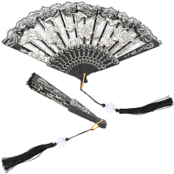 Черный Кружевной веер, для вечеринки свадебное танцевальное украшение, чёрные, 245x430x21 мм