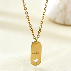Real 18K Gold Plated 201 Stainless Steel Smile Oval Pendant Necklaces for Women, Real 18K Gold Plated, 17.32 inch(44cm)