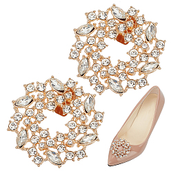 Золотой 1 пара зажимов для пряжек из сплава, со стеклянными стразами и железной фурнитурой, пряжка на высоком каблуке, золотые, 53x51x12 мм