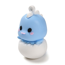 Васильковый Мультяшные пластиковые подвески из ПВХ, брелок для малыша динозавра, васильковый, 47x26x29.5 мм, отверстие : 3.5 мм