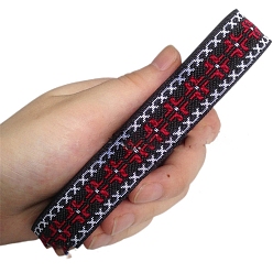 Темно-Красный 6.8m жаккардовая лента с цветочным рисунком в этническом стиле из полиэстера, темно-красный, 3/4 дюйм (20 мм), около 7.44 ярдов (6.8 м) / рулон