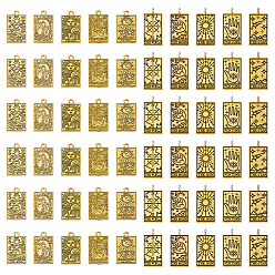 Античное Золото 60 шт 10 подвески из сплава в тибетском стиле, прямоугольник с рисунком таро, античное золото , 23~26x13~14 мм, 6 шт / стиль