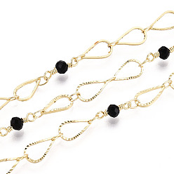 Настоящее золото 18K Латунные каплевидные звенья ручной работы, со стеклянными бусинами для изготовления ожерелий и браслетов, пайки, с катушкой, реальный 18 k позолоченный, реальный 18 k позолоченный, 5.5 мм, около 16.40 футов (5 м) / рулон