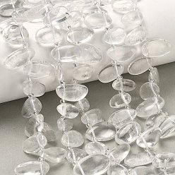 Хрусталь Природных кристаллов кварца бисер нитей, горного хрусталя, слеза, Топ пробуренной, с бисером, 10~28x8~12x4~8 мм, отверстие : 0.9 мм, около 42~44 шт / нитка, 15.16''~15.55'' (38.5~39.5 см)