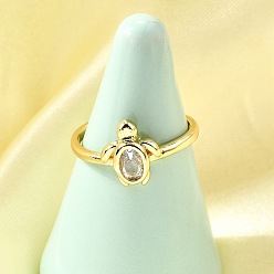 Turtle Кольца-манжеты с микропаве из латуни и кубическими цирконами в морском стиле для женщин, без кадмия и без свинца, реальный 18 k позолоченный, черепаха, 11.5 мм