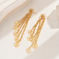 Сердце Серьги-гвоздики с кисточками из латуни, реальный 18 k позолоченный, цепочка-оберег, сердце