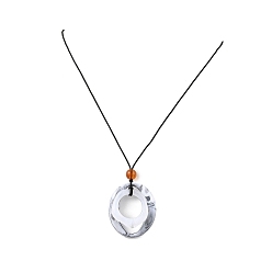 Белый Дым Длинные ожерелья из акрилового овального кулона из черного вощеного полиэфирного шнура, серый, 42.52 дюйм (108 см)