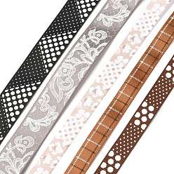 Mixed Color 3Rolls Polyester Ribbons, with 2Rolls Grosgrain Ribbons, for Gift Packaging, Mixed Color, 3/8~5/8 inch(9.7~16mm), 1m/roll, 5rolls/set