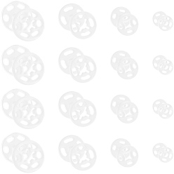 Прозрачный 80наборы 4 стили кнопки из смолы, кнопки для одежды, плоско-круглые, прозрачные, 7~15x1.2~1.4 мм, отверстие : 1.8~3.8 мм, 20 комплектов / стиль