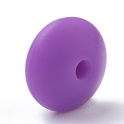 Mauve Food Grade Eco-Friendly Silicone Beads, Chewing Beads For Teethers, DIY Nursing Necklaces Making, Rondelle, Mauve, 12x6~7mm, Hole: 2mm