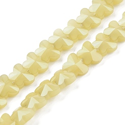 Золотистый Стеклянные бусины, имитация нефрита , бабочка, граненые, золотые, 8x10x5.5 мм, отверстие : 0.9 мм, около 55 шт / нитка, 15.47 дюйм (39.3 см)