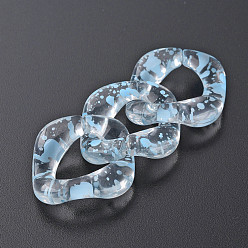 Light Sky Blue Transparent Acrylic Linking Rings, Quick Link Connectors, for Curb Chains Making, Twist Oval, Light Sky Blue, 31x29x7mm, Inner Diameter: 11x17mm