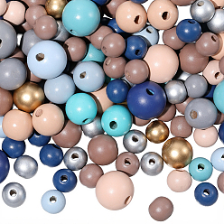 (52) Непрозрачная лаванда Запеченные расписные деревянные бусины, круглые, разноцветные, 12~20 мм, 200 шт / комплект