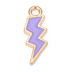 Лиловый Подвески из эмали и сплава, молния, золотой свет, сирень, 20.5x7.5x1.5 мм, отверстие : 2 мм