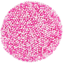 Ярко-Розовый 150g abs искусственные жемчужные бусины, круглые, два тона, ярко-розовый, 6 мм, отверстие : 1.8 мм