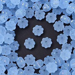 Светло-Голубой Матовые прозрачные акриловые бусины, тыква, серебристого металла, обвитыми, с покрытием AB цвета, Небесно-голубой, 11.5x8 мм, отверстие : 1.8 мм, Около 833 шт / 500 г